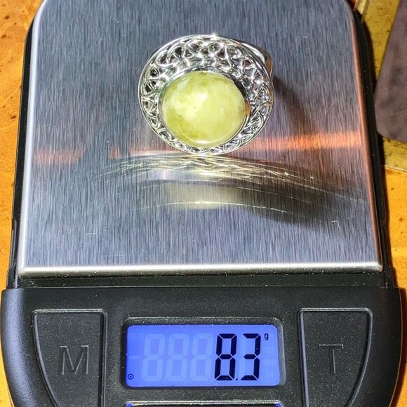 Natural Connemara Marble Sterling Silver Cocktail Ring Size 9 - Picture 9 of 9